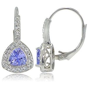 Natural Tanzanite and Topaz Halo Earrings